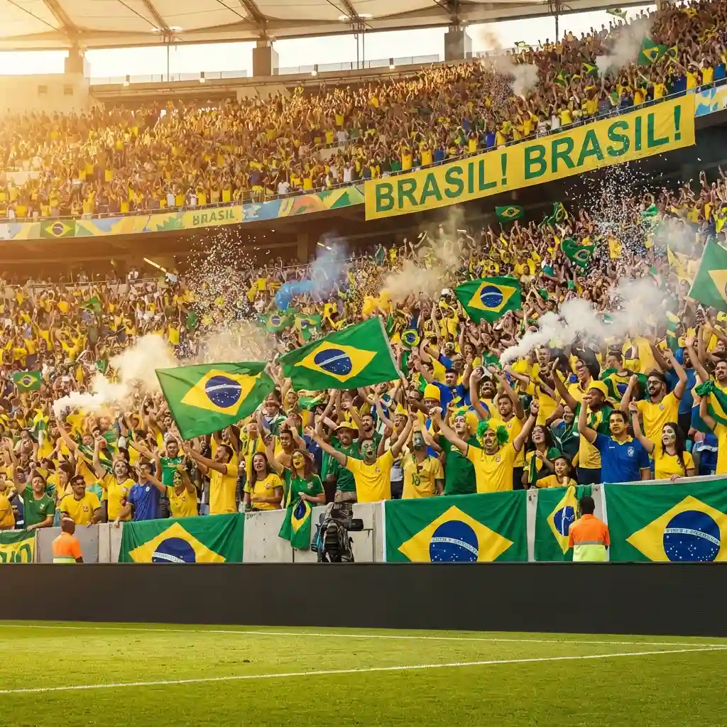 Estádio lotado ao pôr do sol – Cenário para o Bolão Copa 2026 para empresas